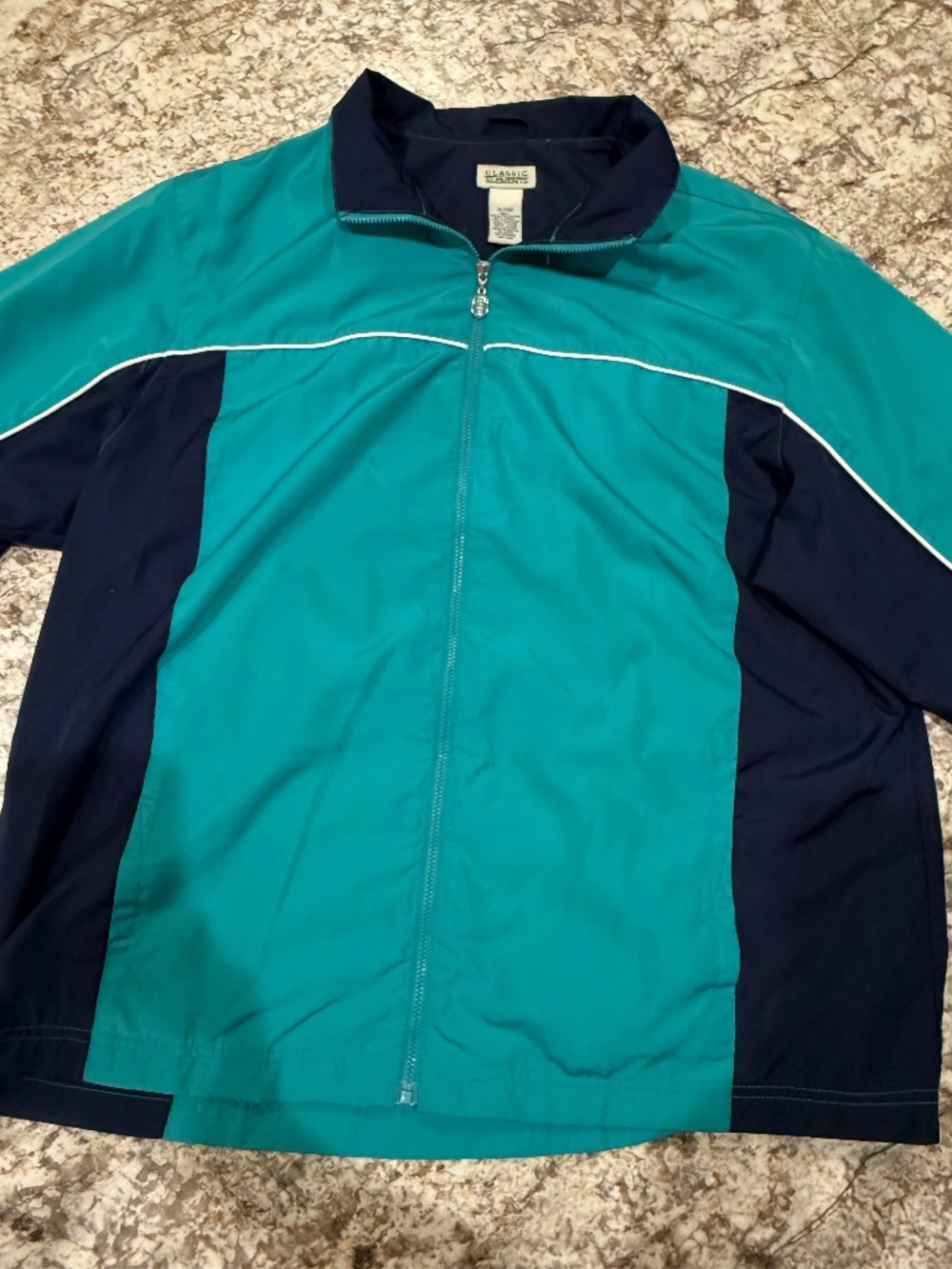 Vintage Classic Elements Boys Blue Black Windbreaker Jacket Fleece Lined XL 18
